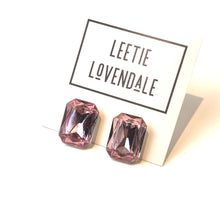 Load image into Gallery viewer, Light Pink Faceted Rectangle Shine-On Stud Earrings
