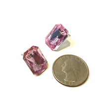 Load image into Gallery viewer, Light Pink Faceted Rectangle Shine-On Stud Earrings