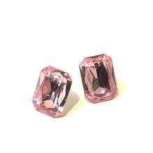 Load image into Gallery viewer, Light Pink Faceted Rectangle Shine-On Stud Earrings