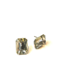 Load image into Gallery viewer, Clear Faceted Rectangle Shine-On Stud Earrings
