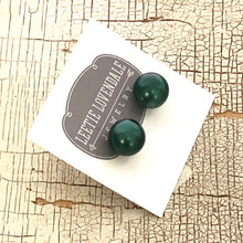 Load image into Gallery viewer, Green Black Pearl Metallic Ball Stud Earrings