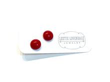 Load image into Gallery viewer, Cherry Red Small Retro Button Stud Earrings