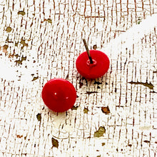 Load image into Gallery viewer, Cherry Red Small Retro Button Stud Earrings