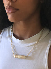 Load image into Gallery viewer, Gilded Cream Frosted Gold Paperclip Chain Necklace