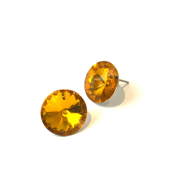 Topaz Jumbo Coin Shine-On Stud Earrings