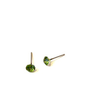 Load image into Gallery viewer, Olive Green Tiny Shine-On Coin Stud Earrings