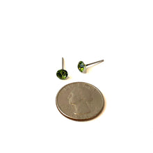 Load image into Gallery viewer, Olive Green Tiny Shine-On Coin Stud Earrings