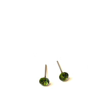 Load image into Gallery viewer, Olive Green Tiny Shine-On Coin Stud Earrings