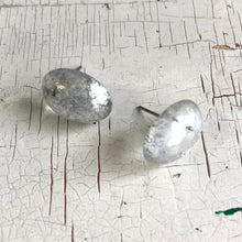 Load image into Gallery viewer, Silver Metallic Mercury Lucite Oval Stud Earrings