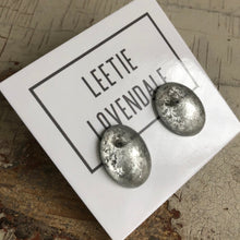 Load image into Gallery viewer, Silver Metallic Mercury Lucite Oval Stud Earrings