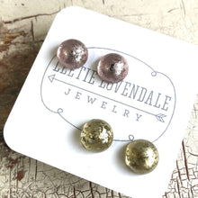 Load image into Gallery viewer, Pink &amp; Yellow Metallic Mercury Lucite Stud Earrings Set