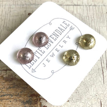 Load image into Gallery viewer, Pink &amp; Yellow Metallic Mercury Lucite Stud Earrings Set