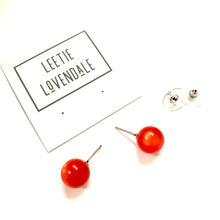 Load image into Gallery viewer, Flame Orange Moonglow Ball Stud Earrings