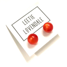 Load image into Gallery viewer, Flame Orange Moonglow Ball Stud Earrings