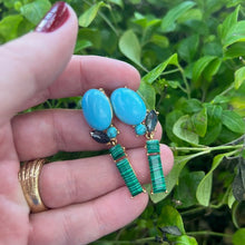 Load image into Gallery viewer, Rosebud earrings, turquoise
