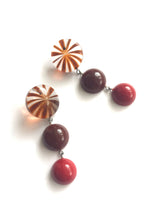 Load image into Gallery viewer, Tortoise Sunburst Carnelian &amp; Red Tri Dot Drop Earrings
