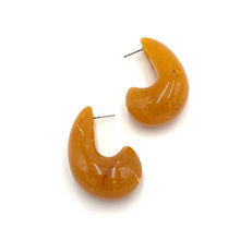 Load image into Gallery viewer, Huge Chunky Mustard Speckled Hoop Stud Earrings
