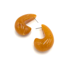 Load image into Gallery viewer, Huge Chunky Mustard Speckled Hoop Stud Earrings