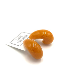 Load image into Gallery viewer, Huge Chunky Mustard Speckled Hoop Stud Earrings