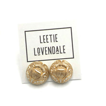 Load image into Gallery viewer, Golden Tulips Carved Retro Button Stud Earrings