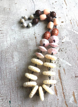 Load image into Gallery viewer, Scalloped Cream &amp; Rusts Lucite Beaded Carmen Necklace