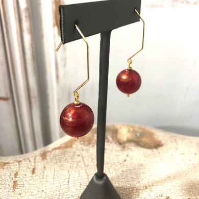 Ruby Gold Luster Hex Drop Earrings