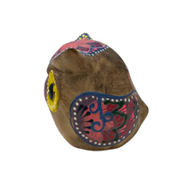 Load image into Gallery viewer, Hand-Painted Wooden Owl Figurine - Dark Brown &amp; Floral Design