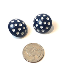 Load image into Gallery viewer, Navy Blue and White Polka Dot Retro Stud Earrings