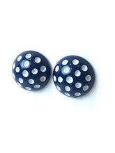Load image into Gallery viewer, Navy Blue and White Polka Dot Retro Stud Earrings