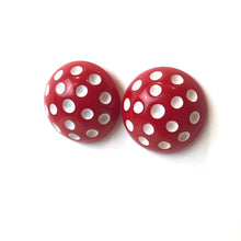 Load image into Gallery viewer, Red and White Polka Dot Retro Stud Earrings