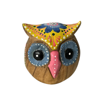 Load image into Gallery viewer, Hand-Painted Wooden Owl Figurine - Pastel Pink &amp; Blue Theme
