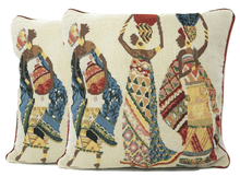Load image into Gallery viewer, DaDa Bedding Dancing Women African Dreams Tapestry Throw Pillow Covers 16" x 16"