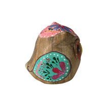 Load image into Gallery viewer, Hand-Painted Wooden Owl Figurine - Pink Blue &amp; Floral Patterns