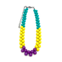 Load image into Gallery viewer, Teal &amp; Yellow Color-Block Button Dot Necklace