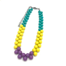 Load image into Gallery viewer, Teal &amp; Yellow Color-Block Button Dot Necklace
