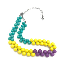 Load image into Gallery viewer, Teal &amp; Yellow Color-Block Button Dot Necklace