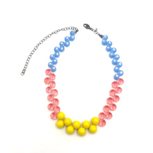 Load image into Gallery viewer, Blue &amp; Pink Color-Block Button Dot Necklace