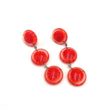 Load image into Gallery viewer, Orange Slice Citrus Tri Dot Earrings