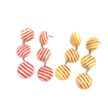 Load image into Gallery viewer, Pink &amp; Cream Stripe Tri Dot Earrings