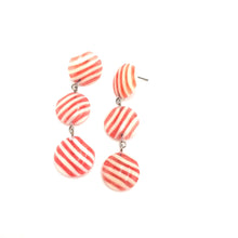 Load image into Gallery viewer, Pink &amp; Cream Stripe Tri Dot Earrings
