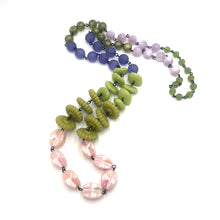 Load image into Gallery viewer, Sage &amp; Soft Pink Rosary Rope Necklace
