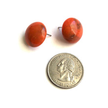 Load image into Gallery viewer, Coral Marbled Medium Retro Button Stud Earrings - 18mm
