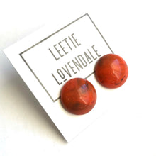 Load image into Gallery viewer, Coral Marbled Medium Retro Button Stud Earrings - 18mm