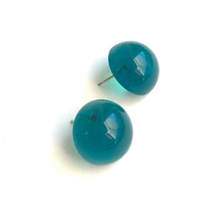 Load image into Gallery viewer, Emerald Green Opal Lucite Retro Button Stud Earrings