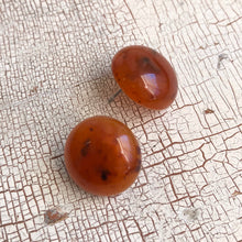 Load image into Gallery viewer, Carnelian Honey Amber Speckled Granite Retro Button Stud Earrings