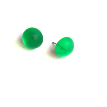 Load image into Gallery viewer, Kelly Green Ghost Foil Back Button Stud Earrings