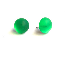 Load image into Gallery viewer, Kelly Green Ghost Foil Back Button Stud Earrings
