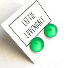 Load image into Gallery viewer, Kelly Green Ghost Foil Back Button Stud Earrings