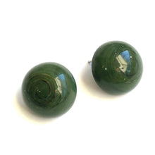 Load image into Gallery viewer, Evergreen Marbled Lucite Retro Button Stud Earrings