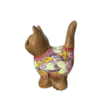 Load image into Gallery viewer, Brown with Purple Floral – Amethyst Charm Cat